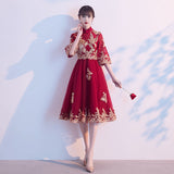 Bride Toast Dress Show 2025 New Medium And Long-Term Wedding Girl Can Usually Wear Back To The Door Plain Dress Evening Dress