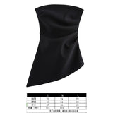 Women's Clothing 2025 Spring New New Fashion Folding Decoration Asymmetrical With Pad Shoulder Dress Woman