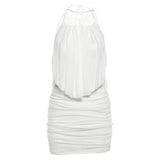 2025 Spring And Summer New Women's Sexy Hot Babes V Tie With Hanging Neck Bare Backpacks And Hip Dress