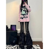 Vintage High Street Design Hair-Side Micro-Tipped Jeans Women Autumn Low-Rise Loose Thin Broad Leg Trousers