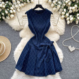 Cowboy Dress Woman 2025 Summer Design Small Bow Tie Belt Waist-Free Vest Skirt