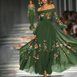 2025 Women's Long-Sleeved Collar Digital Print Dress Dress