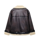 2025 Women's Autumn And Winter New Double-Sided Collar Long Fur Locomotive Wind Jacket Jacket Jacket