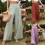 2025 Summer Leisure Wide-Legged Cotton Pop High-Waisted Loose Trousers Women's Trousers