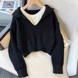 Vintage Fashion Sweater Set Women's New Deep V-Neck Collar Sweater Sling Vest Two-Piece Set In Autumn/Winter 2025