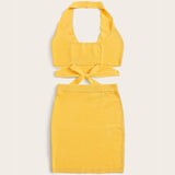 Summer Women's Sexy Bare Back Sling Vest Shirt Fashion Ass Half-Dress Skirt Suit Woman