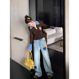 Curry Color Bumping Fake Two-Pin Knitted Shirt Girl Autumn Winter Winter Slim Slim Soft Harden Bottom Shirt Top
