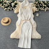 Autumn And Winter Casual Suit Female Fashion Hot Diamond Hooded Zip Open Shirt Sweater Jacket Knitted Hip Half-Dress