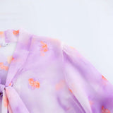 2025 Spring Printing Lotus Leaf Lantern Sleeve Top Shirt