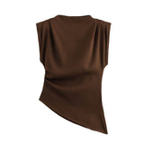 Women's Clothing 2025 Spring New New Fashion Folding Decoration Asymmetrical With Pad Shoulder Dress Woman