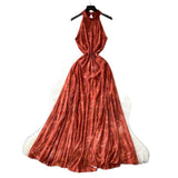 French Retro Style High-End Dye Hanging Neck Sleeveless Dress Women Summer Waist Design Beautiful Swing Dress