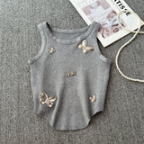 Small Man Body-In-Body Temperament Butterfly Short Sleeveless Vest Sling Female Summer Design Sense Niche Bottoming Shirt Top