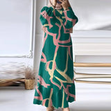 2025 Muslim Women's Robes Spring And Autumn New Fashion Bubble Sleeves Retro Pocket Hem Side Dress