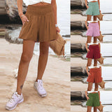 2025 Women's Hot Selling Solid Color High-Waisted Elastic Shorts Tight Waist Wide Leg Slacks