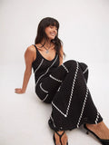 New Women's Fashion Elegant Crochet Sling Dress V-Neck Striped Sexy Wisted Dress