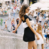 Fashion 2025 Summer Casual Women's New Short-Sleeved V-Necked Back-To-Back Dress Skirt