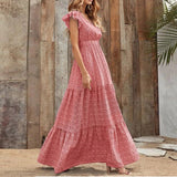 Women's Dress 2025 Sha Bohemia V-Neck High-Waisted Printed Holiday Dress Spliced With Broken Floral Dresses