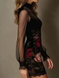 2025 Sexy Lace Lace Sling Dress Flower Printed Net Yarn Ass Short Dress