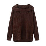 Ins Vintage Lazy Wind Word Collared Knitted Shirt 2025 Autumn New French Babes Loose Collar Sweater