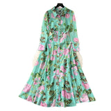 French Retro Breeze Mashed Floral Shirt Collar Dress Women's Spring Waists Thin Senior Sense Light Luxury Big Dress
