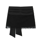 Z New Silk-Sense-Sensitive Bow Trim Lace-In-Use 466114 Miniskirt 4772512