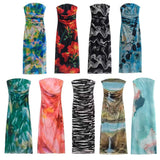 Summer New Women's First-Word Screen Printing Dress Folds