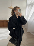 Casual Pure Color Belt Short Jacket 2025 Spring And Autumn New Jacket