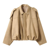 2025 Spring Pilot Jacket Bat Sleeve Zipper Loose Tuffen Jacket Women's Casual Jacket