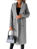 Women's Spring 2025 Coat Hair, Coat Solid Long Sleeve Double Buckle Bag Temperament Elegant