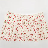 Wood Ear-Side Flower-Print Square Collar Single-D Row Buckle-Suited Short-Sling Sling Vest Wide-Folded Mini Skirt Suit Woman