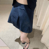 Hong Kong Style Retro Thin Temperament New Vest Solid Color Simple And Irregular Fashion Shorts Two-Piece Suit Woman