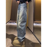 Blue Fashion Straight Jeans Women's Winter 2025 New Plus Velvet Loose Broad Leggings