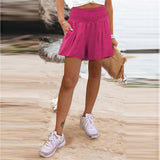 2025 Women's Hot Selling Solid Color High-Waisted Elastic Shorts Tight Waist Wide Leg Slacks