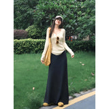 Early Autumn Dress With A Full Set Of Oceanish Fashion Age Reduction Knitted Shirt Women's Bag Hips Half-Body Skirt