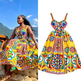 Vintage Court Baroque Sling Sling Dress Seaside Holiday With Thin Letter Positioning Printing Dress