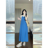 French Gentle And Casual Retro Elegant Blue Dress 2025 Summer New Fashion Design Feel Sleeveless Long Dress