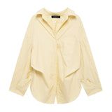 Striped Printed Silk Shirt 2025 Spring And Summer Folding V-Neck Long Sleeve Single-Cranment Loose Top Woman