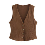 Women's Clothing 2025 Autumn New Texture Vest Top + Straight Trousers Set