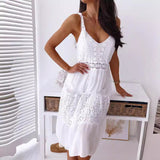 2025 New Sexy Lace Splicing Sling Beach Dress
