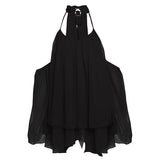 2025 Summer New Women's Hottie Sexy V-Neck Sling Loose Back Horn Sleeve Short Dress