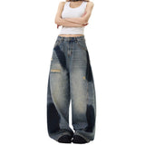 Bing Blade Splicing Deconstruction Hole Painting To Make Old Jeans Loose Hedging Men And Women With The Same Drag Trousers Ins