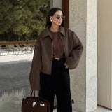 2025 Autumn Women's Fashion Three-Color Solid Color Zipper Wool Coat