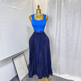 Classic Fashion Folding Wave Half-Dress French Sweet High-Waisted A-Shaped Skirt Mid-Long Folds Skirt