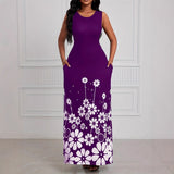 2025 Summer New Fashion Sleeveless Print Loose Round Collar Simple Temperament Dress