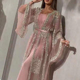 2025 New Women's Beads Big Sexy Long Dress Shawl Banquet Evening Dress New
