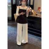 Korean Simple High-End Small-Scale Shirt Sling Women 2025 Spring Wearing Casual Pants Fashion Two Sets
