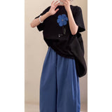 Korean Languid Feeling To Wear A Woman's 2025 Summer Printed Short-Sleeved Collar Top Loose Pear-Shaped Body Trousers