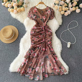 High Cold Sister Goddess Fan Dress Heart Machine Draw Folding Belt Irregular Chopped Fishtail Skirt Dress