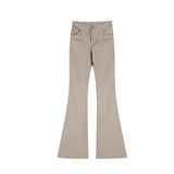 Light Blue Retro High Street High-Rise Micro-Rave Jeans Women Summer Elastic Repair Slim Thin Horseshoe Long Pants