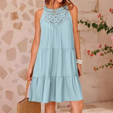 2025 Summer Sleeveless Dresses Casual Sleeveless A-Line Hierarchal Swing Vest Skirt Beach Vacation Mini